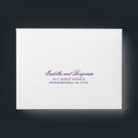 Traditional Purple Formal Elegant RSVP Wedding Envelope<br><div class="desc">Simple Wedding RSVP Envelope featuring your names in an elegant calligraphy along with your return address. All text is in royal purple over a white background and may be changed to any color you wish by clicking the "customize" button. This classic style Wedding RSVP Envelope with traditional calligraphy is perfect...</div>