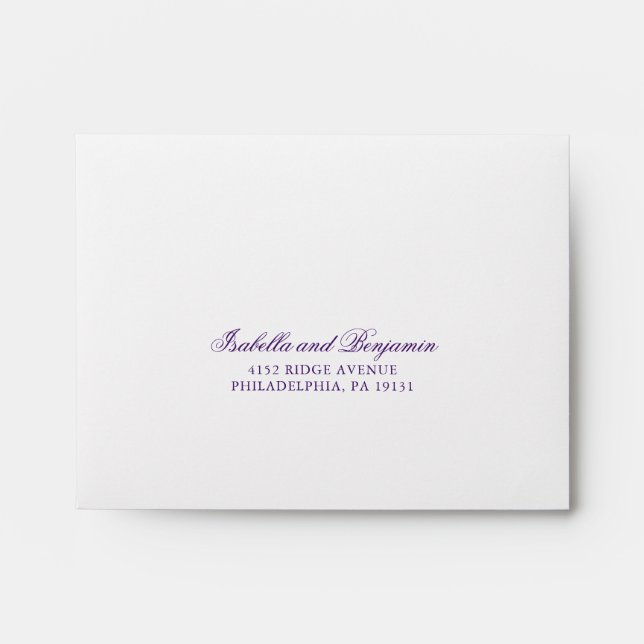 Traditional Purple Formal Elegant RSVP Wedding Envelope (Front)