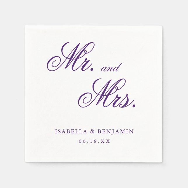 Traditional Purple Formal Elegant Wedding Napkins (Front)
