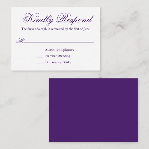Traditional Purple Formal Mini Wedding RSVP