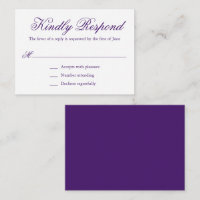 Traditional Purple Formal Mini Wedding RSVP