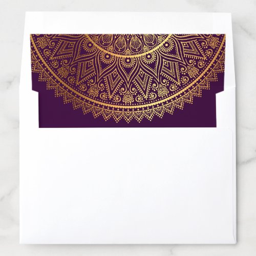 Traditional Purple Gold Mandala Indian Wedding Envelope Liner