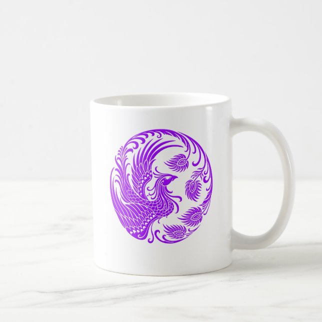 Traditional Purple Phoenix Circle on Red Coffee Mug (Right)