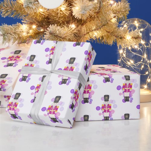 Traditional Purple  Pink Christmas Nutcracker Wrapping Paper