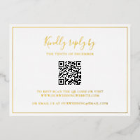 Traditional QR Code Elegant Wedding Foil RSVP Card