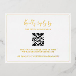 Traditional QR Code Elegant Wedding Foil RSVP Card