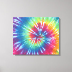 Traditional Rainbow Swirl Tie Dye Wrapped Canvas Print
