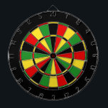 Traditional Rasta Dartboard With Darts<br><div class="desc">The classic dartboard design in green, yellow, and red.</div>