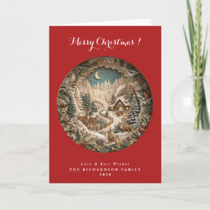 Traditional Red 3D papercut Christmas Card