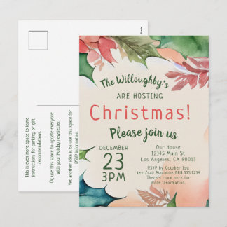 Traditional Red and Green Christmas Holiday Party Postcard