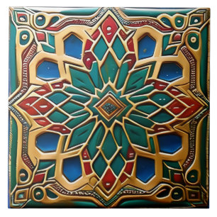 Traditional Red and green flower ceramic art Ceramic Tile