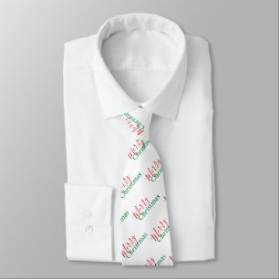 Traditional Red and Green Merry Christmas Neck Tie