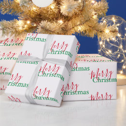 Traditional Red and Green Merry Christmas Wrapping Paper