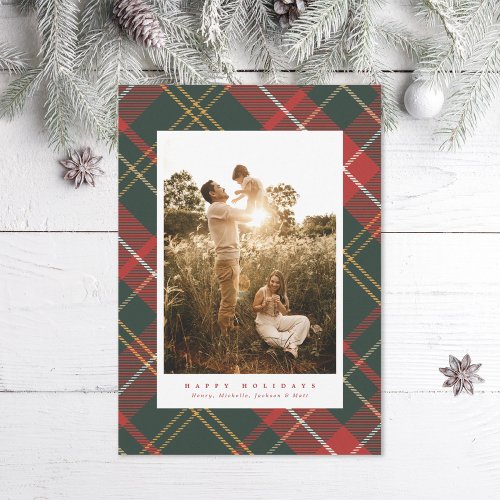 Traditional Red and Green Plaid Holiday Card