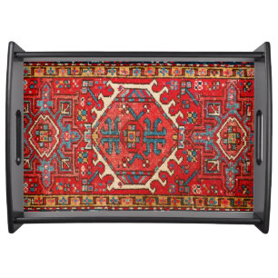Traditional Red Antique Oriental Persian Serving Tray