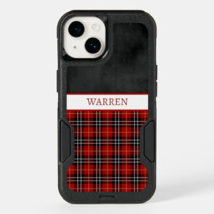 Traditional Red Black and White Plaid Monogrammed OtterBox iPhone 14 Case