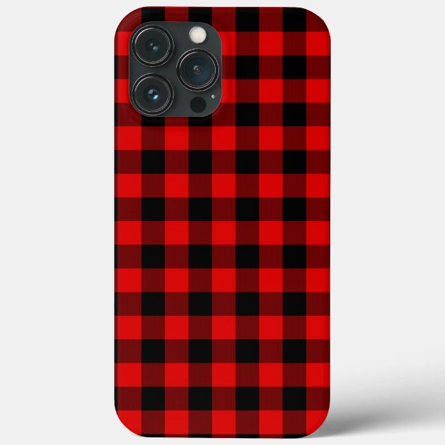 Traditional Red Black Buffalo Check Plaid Pattern Case-Mate iPhone Case (Back)