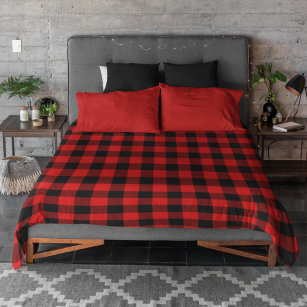 Traditional Red Black Buffalo Check Plaid Pattern Duvet Cover