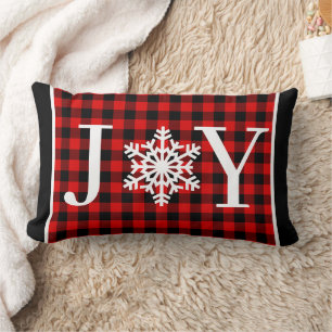 Traditional Red Black Buffalo Lumberjack Pattern L Lumbar Pillow