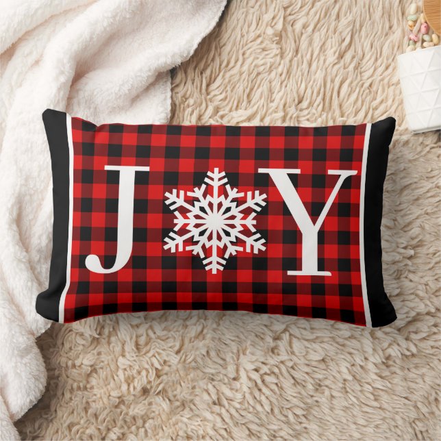 Traditional Red Black Buffalo Lumberjack Pattern L Lumbar Pillow (Blanket)