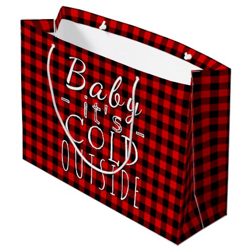 Traditional Red Black Country Check Plaid Pattern Large Gift Bag