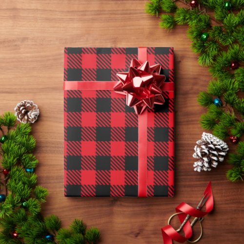 Traditional red checkered Christmas pattern Wrapping Paper