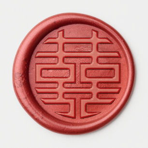 Traditional Red Double Happiness Chinese Wedding Wax Seal Sticker