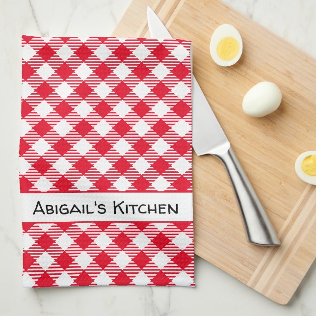 Traditional Red Gingham Buffalo Check  Kitchen Towel (Quarter Fold)