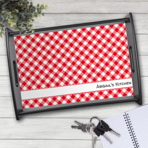 Traditional Red Gingham / Buffalo Check  Serving Tray