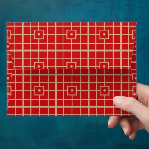 Traditional Red  Gold Chinese Geometric Pattern Envelope