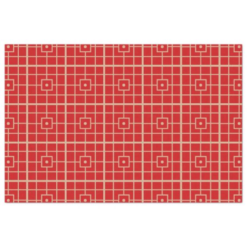 Traditional Red  Gold Chinese Geometric Pattern Tissue Paper