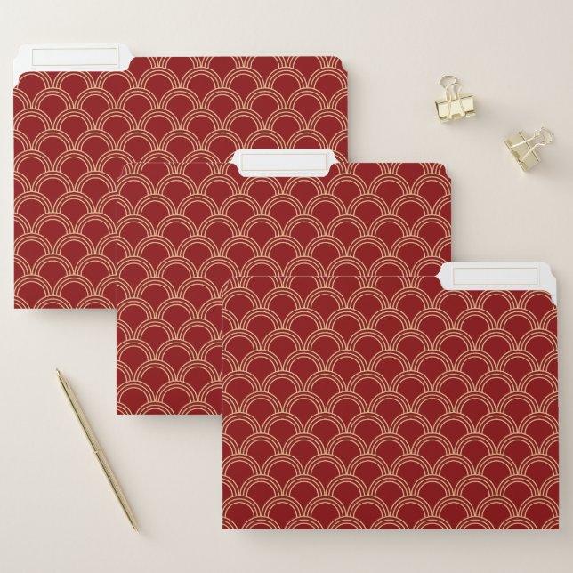 Traditional Red & Gold Chinese Pattern File Folder (Set)