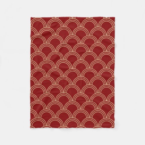 Traditional Red  Gold Chinese Pattern Fleece Blanket