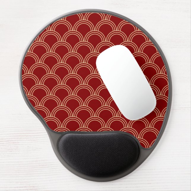Traditional Red & Gold Chinese Pattern Gel Mouse Pad (Left Side)