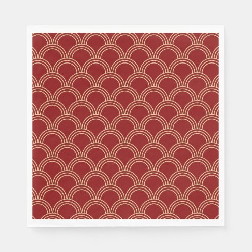 Traditional Red  Gold Chinese Pattern Napkins