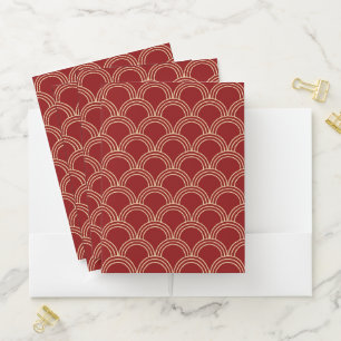Traditional Red & Gold Chinese Pattern Pocket Folder