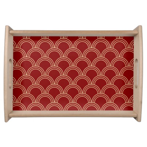 Traditional Red  Gold Chinese Pattern Serving Tray