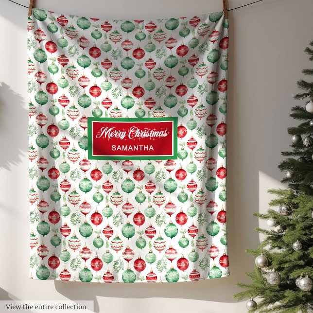 Traditional red & green Christmas baubles blanket (Traditional red & green Christmas baubles blanket)