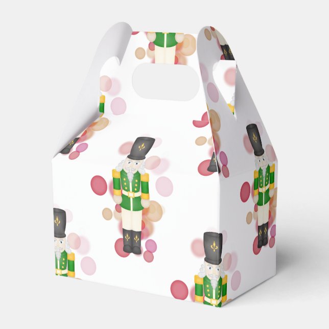 Traditional Red & Green Christmas Nutcracker Favor Boxes (Front Side)