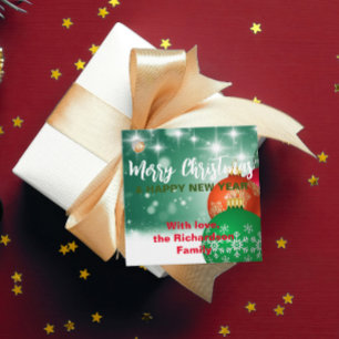 Traditional Red Green Ornament Christmas Holidays Favor Tags