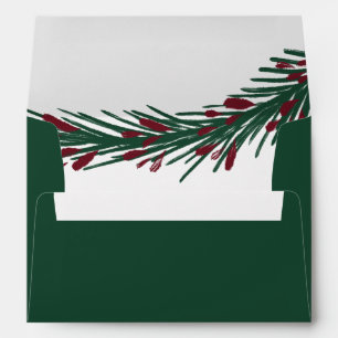 Traditional red green pine branch Christmas Envelope