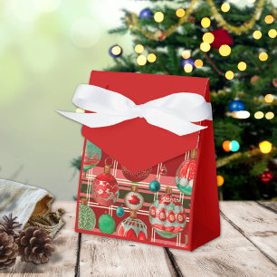 Traditional Red Green Plaid Holiday Favor Boxes