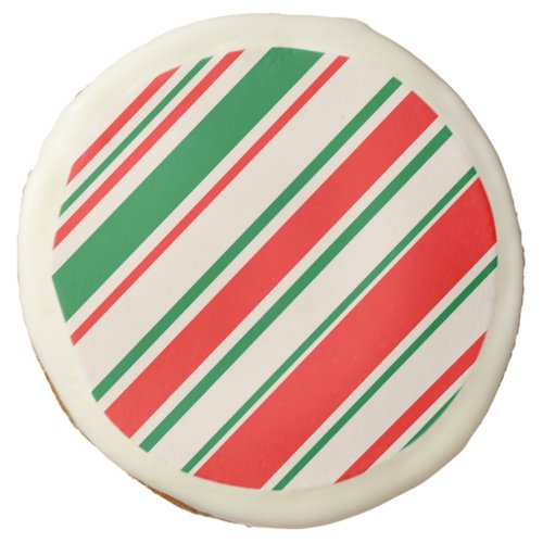 Traditional Red Green White Stripes Candycane  Sugar Cookie