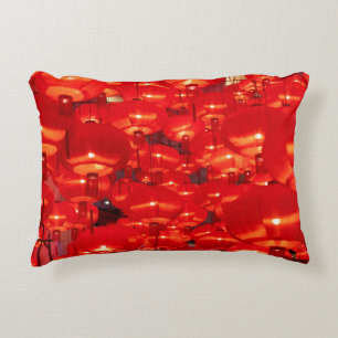 Traditional red lanterns decorated for Chinese new Accent Pillow