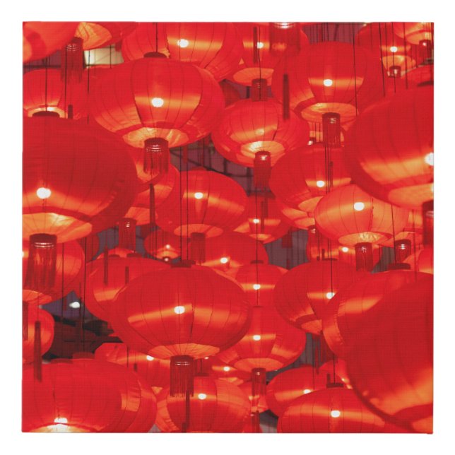 Traditional red lanterns decorated for Chinese new Faux Canvas Print (Front)