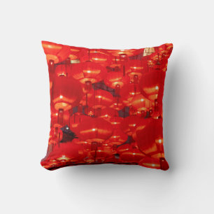 Traditional red lanterns decorated for Chinese new Throw Pillow