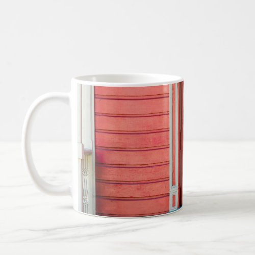Traditional red painted wooden door and porchdoor coffee mug