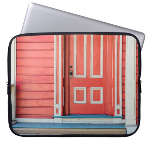 Traditional red painted wooden door and porchdoor laptop sleeve