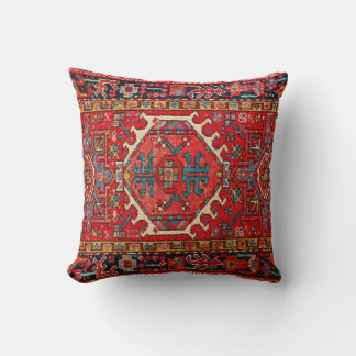 Traditional Red Persian Antique Oriental Rug Throw Pillow