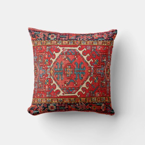 Traditional Red Persian Antique Oriental Rug    Throw Pillow